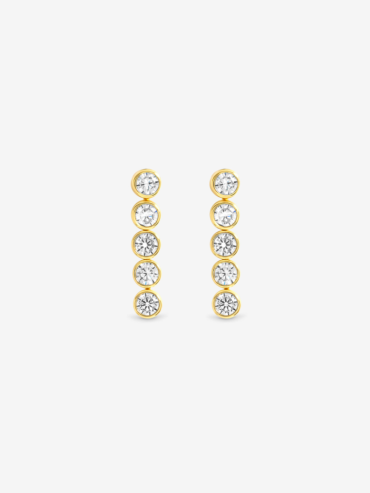 Jon Richard Gold Plated Tennis Round Bezel Drop Earrings x