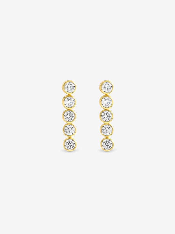 Jon Richard Gold Plated Tennis Round Bezel Drop Earrings x