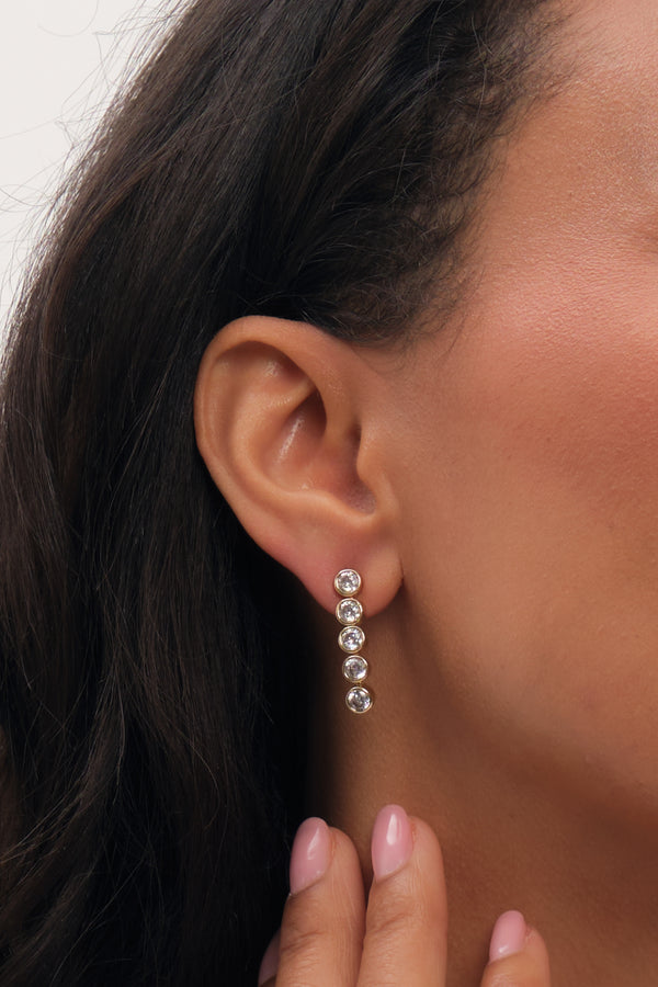 Jon Richard Gold Plated Tennis Round Bezel Drop Earrings x