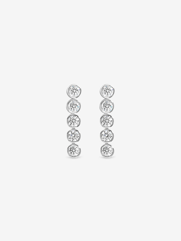 Jon Richard Silver Plated Tennis Round Bezel Drop Earrings