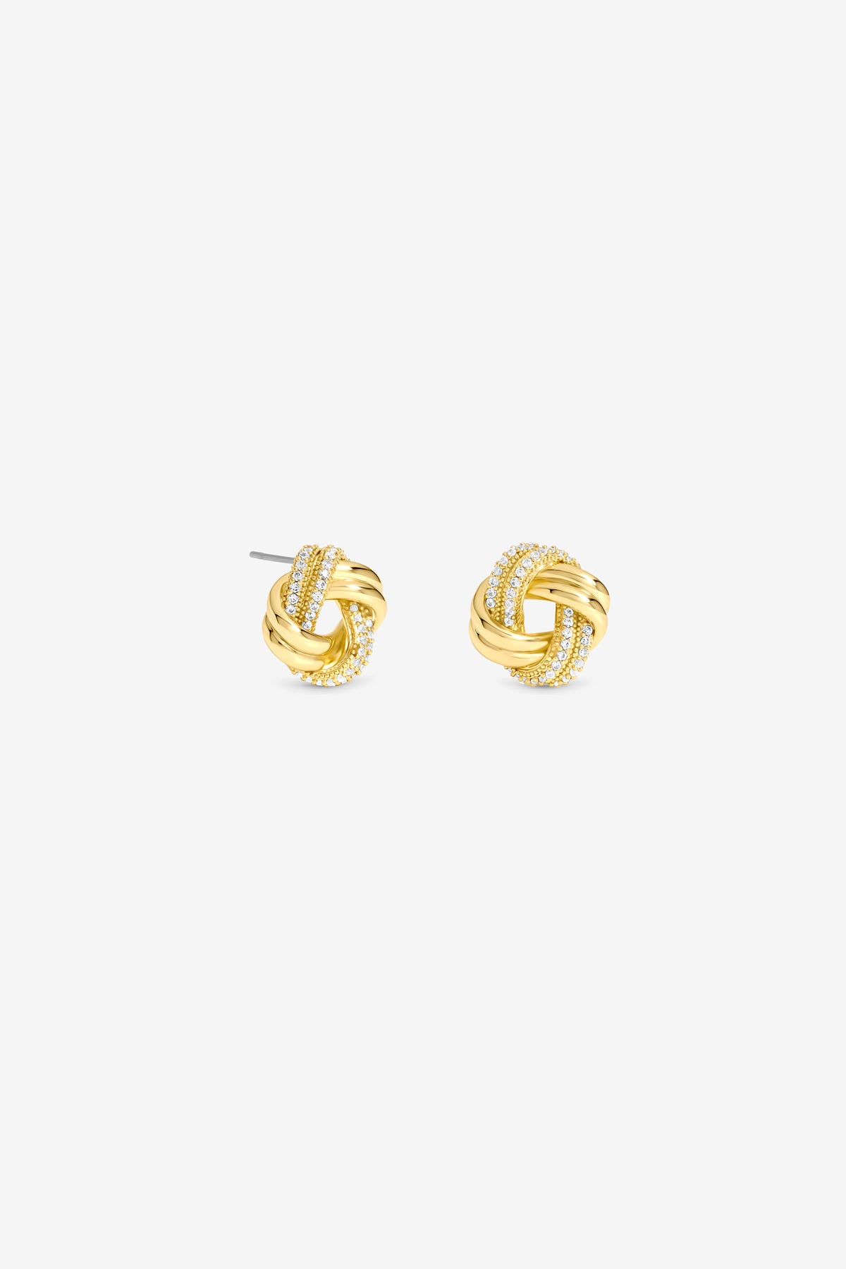 JON RICHARD GOLD PLATE POLISHED AND PAVE KNOT STUD EARRING