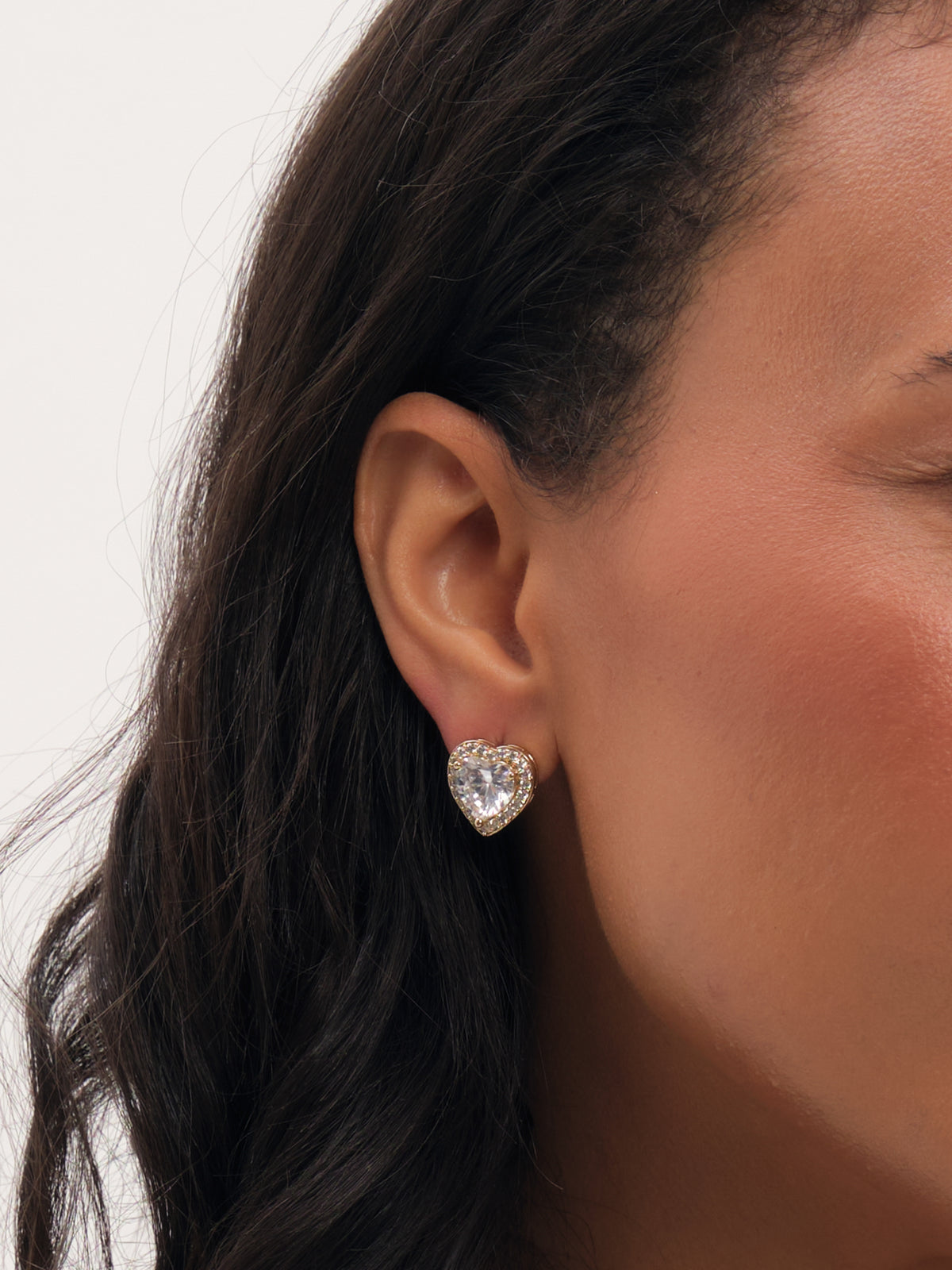 Jon Richard Gold Plated And Crystal Halo Heart Stud Earrings