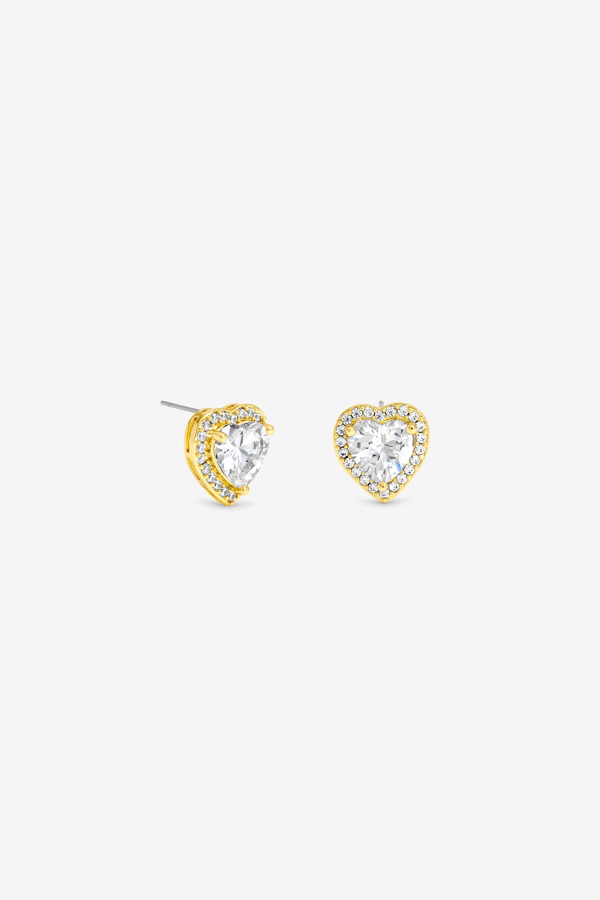 Jon Richard Gold Plated And Crystal Halo Heart Stud Earrings