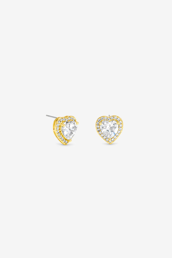 Jon Richard Gold Plated And Crystal Halo Heart Stud Earrings