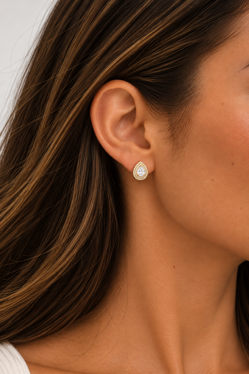 Jon Richard Gold Plated And Crystal Pear Drop Earrings