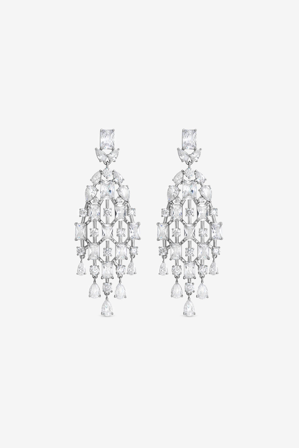 JON RICHARD RHODIUM PLATE AND CRYSTAL STATEMENT DROP EARRING