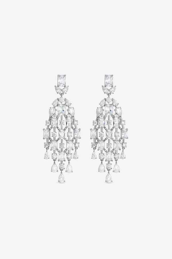 JON RICHARD RHODIUM PLATE AND CRYSTAL STATEMENT DROP EARRING
