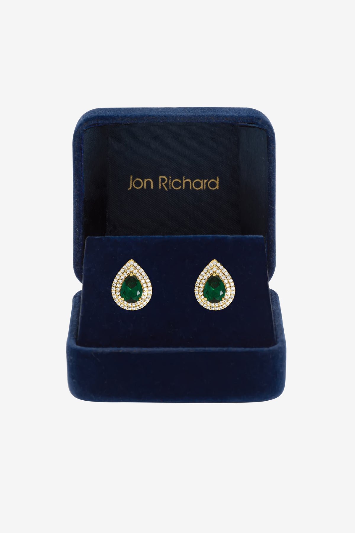 JON RICHARD GOLD PLATE CUBIC ZIRCONIA EMERALD PEAR STUD EARRING