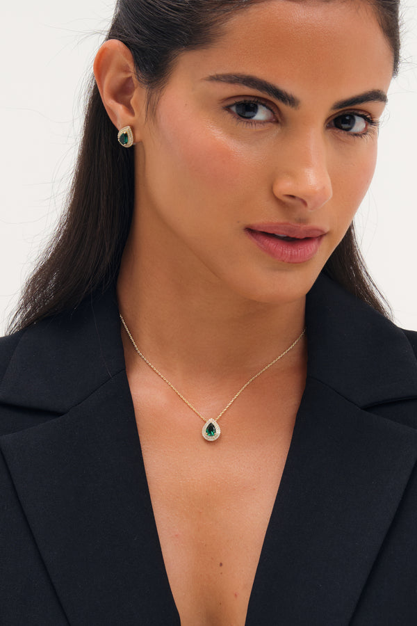 Jon Richard Gold Plated Cubic Zirconia Emerald Pear Pendant