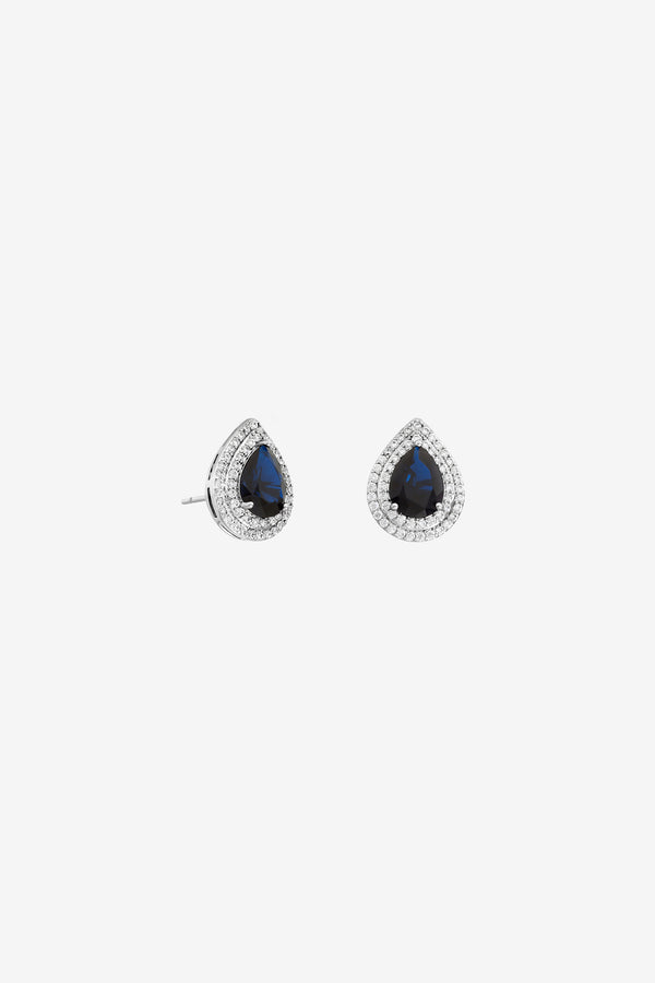 JON RICHARD RHODIUM PLATE CUBIC ZIRCONIA SAPPHIRE STUD EARRING