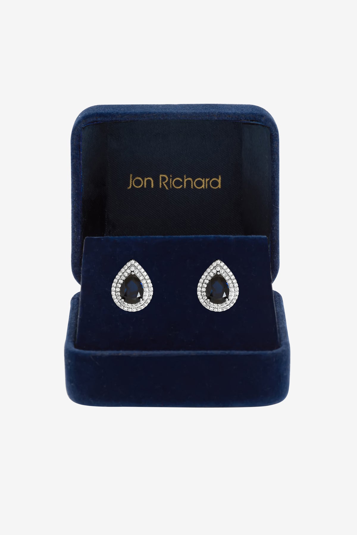 JON RICHARD RHODIUM PLATE CUBIC ZIRCONIA SAPPHIRE STUD EARRING