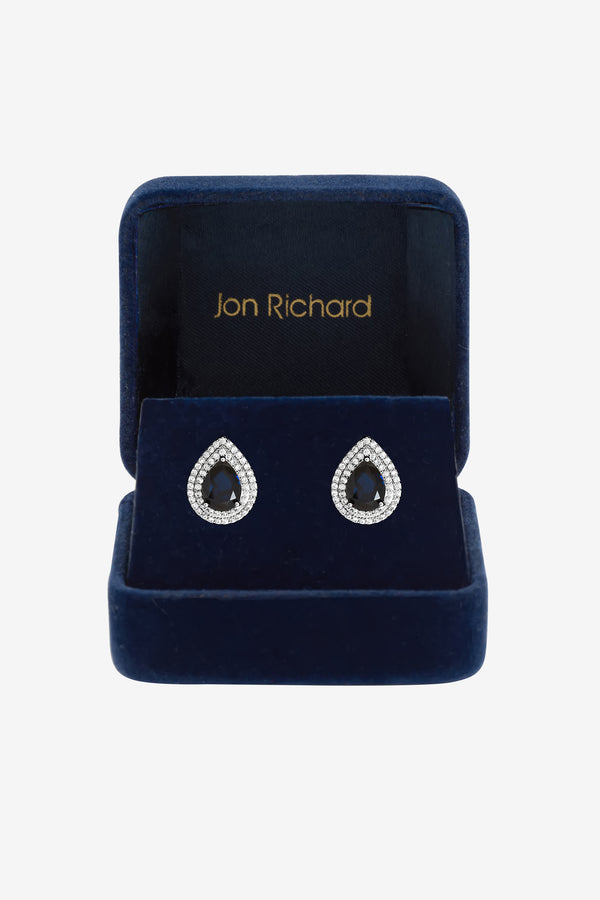 JON RICHARD RHODIUM PLATE CUBIC ZIRCONIA SAPPHIRE STUD EARRING