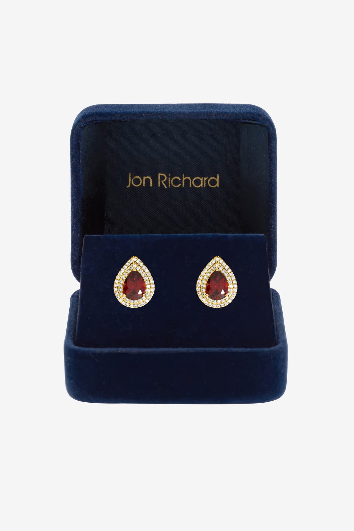 JON RICHARD GOLD PLATE CUBIC ZIRCONIA GARNET PEAR STUD EARRING