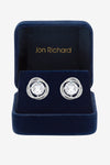 JON RICHARD RHODIUM PLATE CUBIC ZIRCONIA TWIST HALO STUD EARRING
