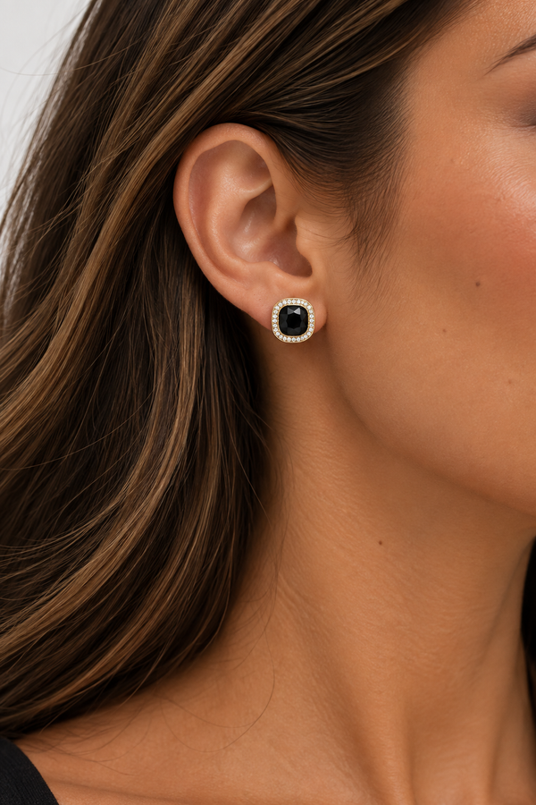 Jon Richard Gold Plated And Jet And Crystal Stud Earrings