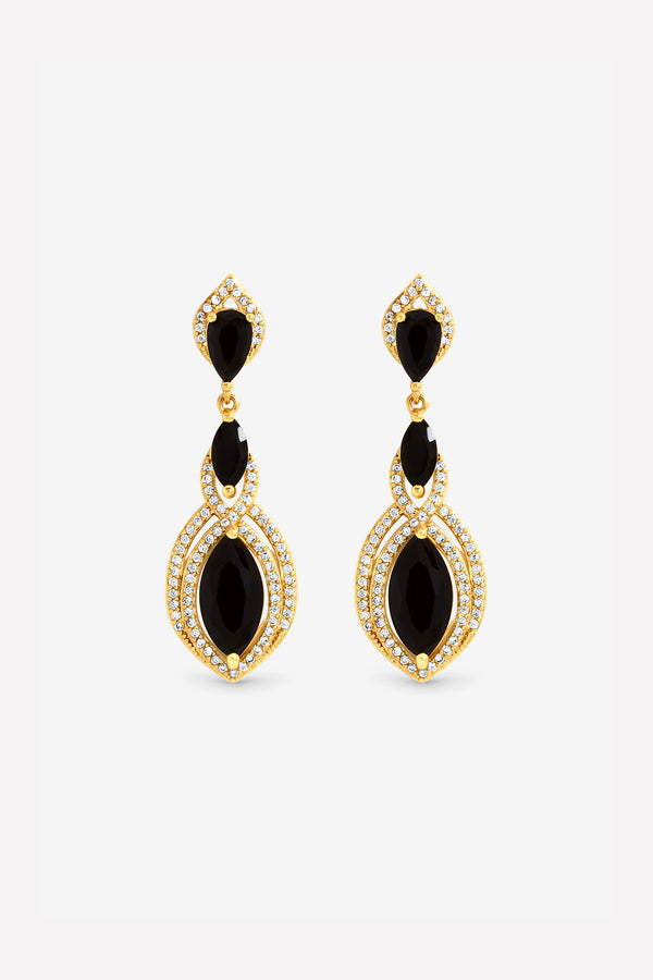 Jon Richard Gold Plated And Jet Navette Drop Earrings