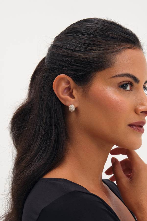 JON RICHARD GOLD PLATE AND PAVE DOME STUD EARRING