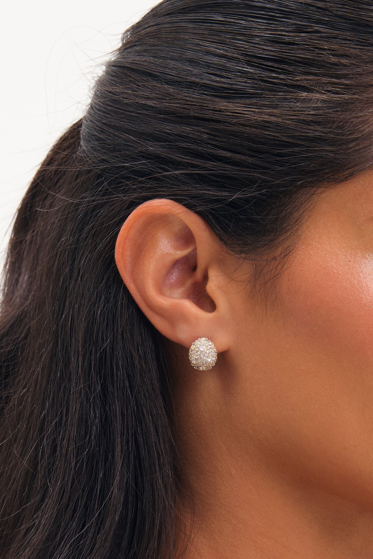 JON RICHARD GOLD PLATE AND PAVE DOME STUD EARRING