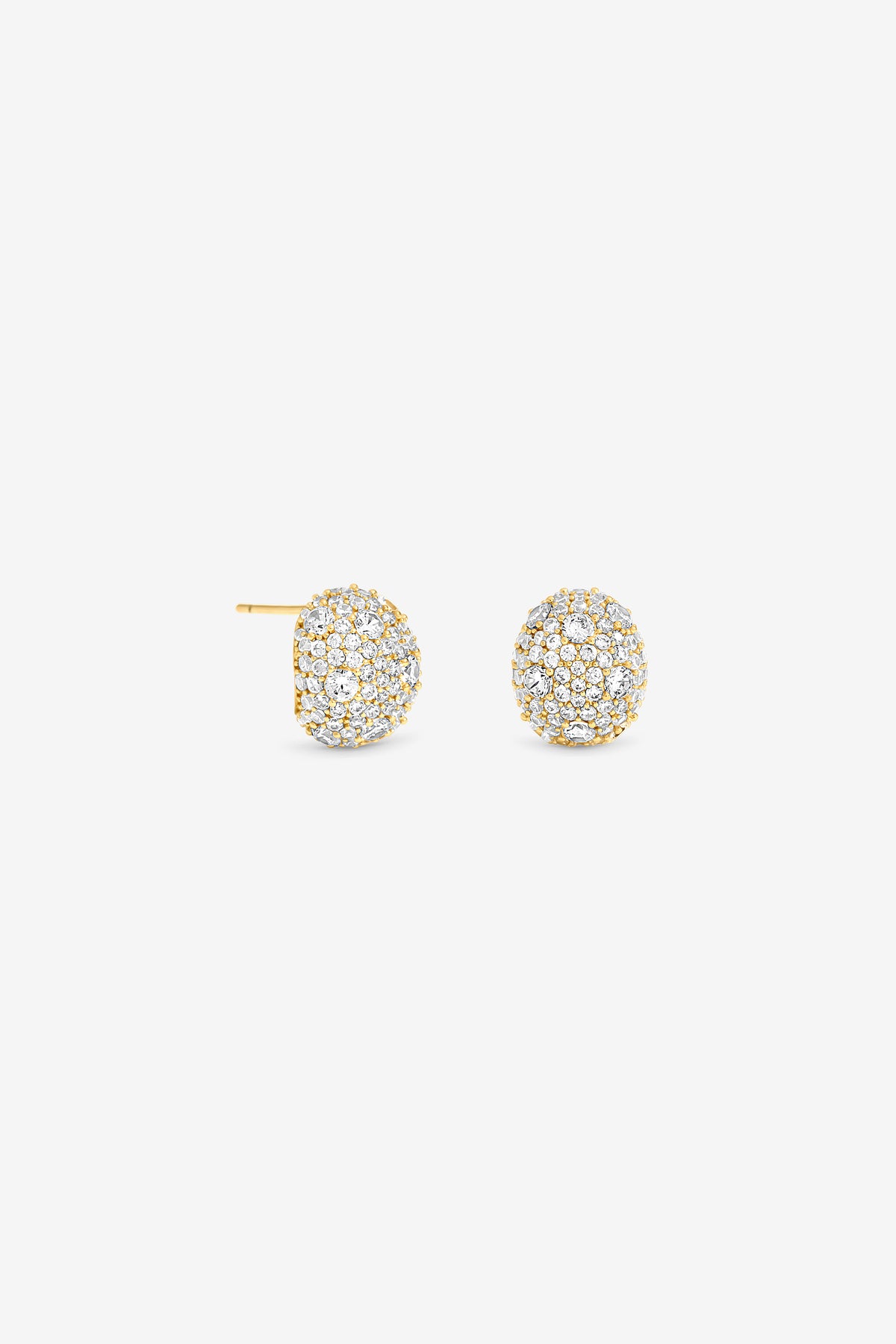 JON RICHARD GOLD PLATE AND PAVE DOME STUD EARRING