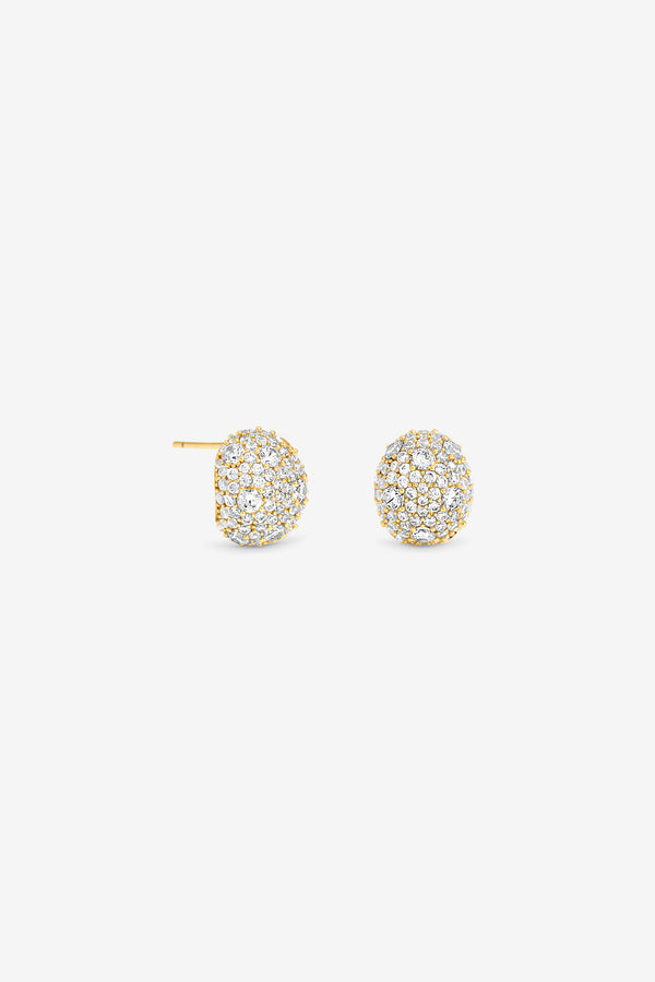 JON RICHARD GOLD PLATE AND PAVE DOME STUD EARRING