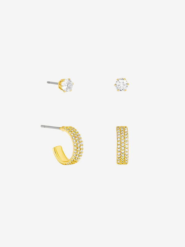 Jon Richard Gold Plated Stud And Hoop Earrings - Pack Of 2