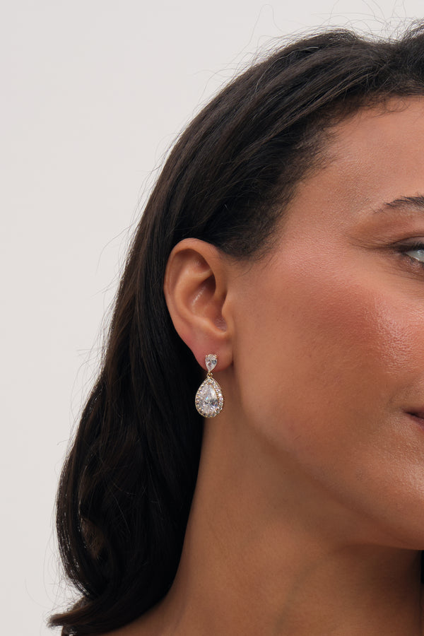 Jon Richard Gold Plated Cubic Zirconia Peardrop Earrings