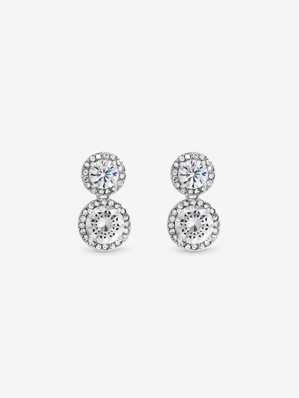 Jon Richard Rhodium Plated Cubic Zirconia Double Halo Drop Earrings