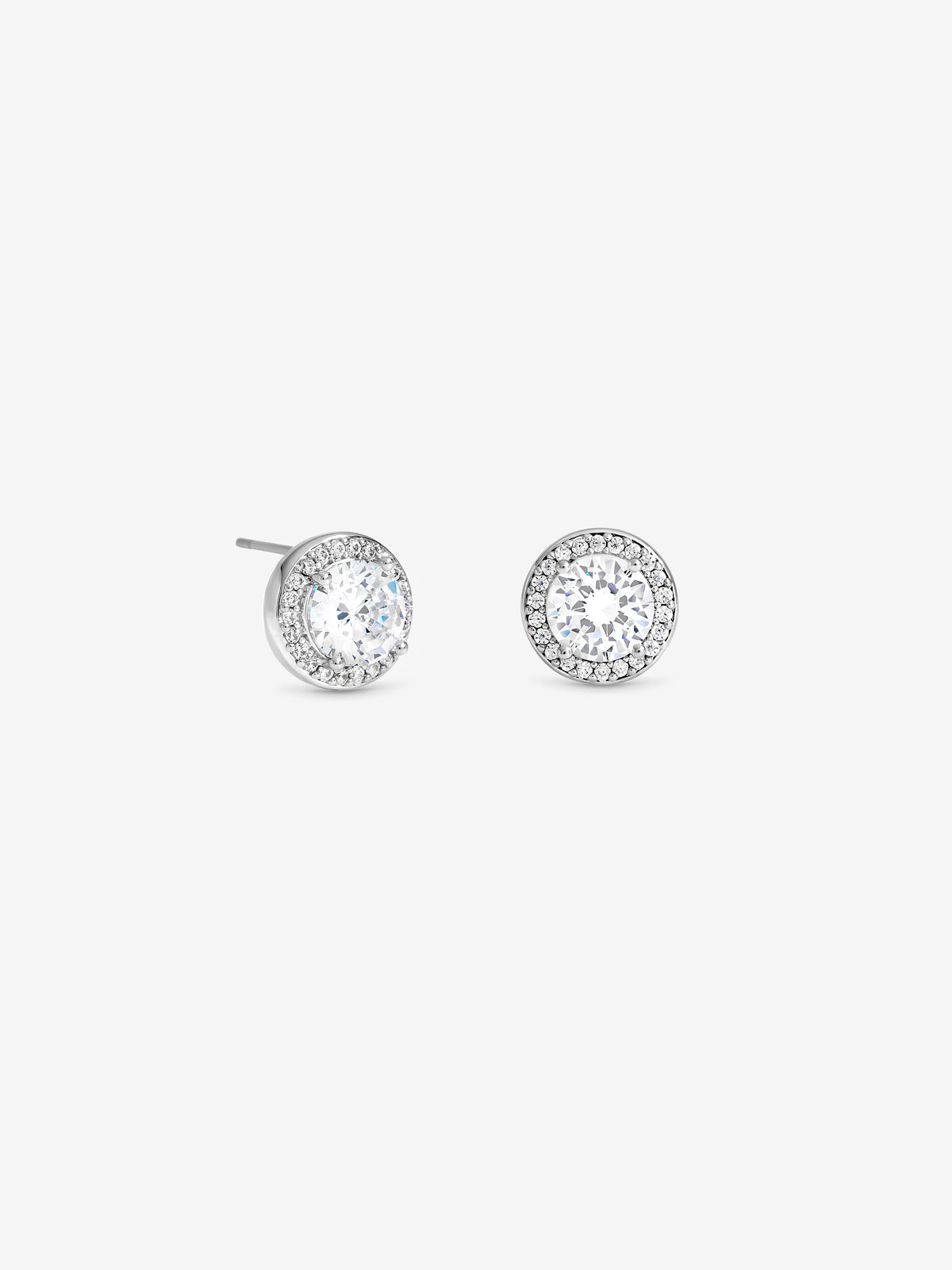 Jon Richard Rhodium Plated Cubic Zirconia Halo Stud Earrings