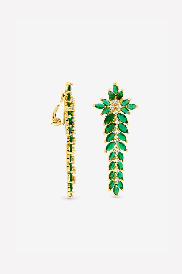 Jon Richard Gold Plated And Emerlad Statement Clip Earrings