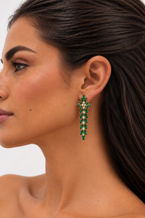 Jon Richard Gold Plated And Emerlad Statement Clip Earrings