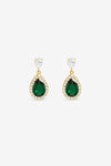 JON RICHARD GOLD PLATE CUBIC ZIRCONIA EMERALD PEAR DROP EARRING