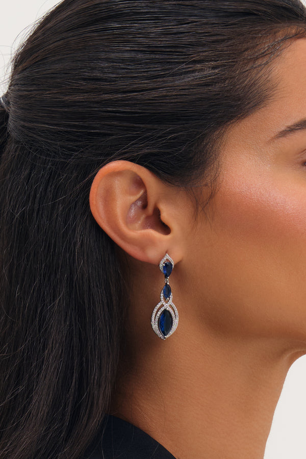 JON RICHARD RHODIUM AND SAPPHIRE NAVETTE DROP