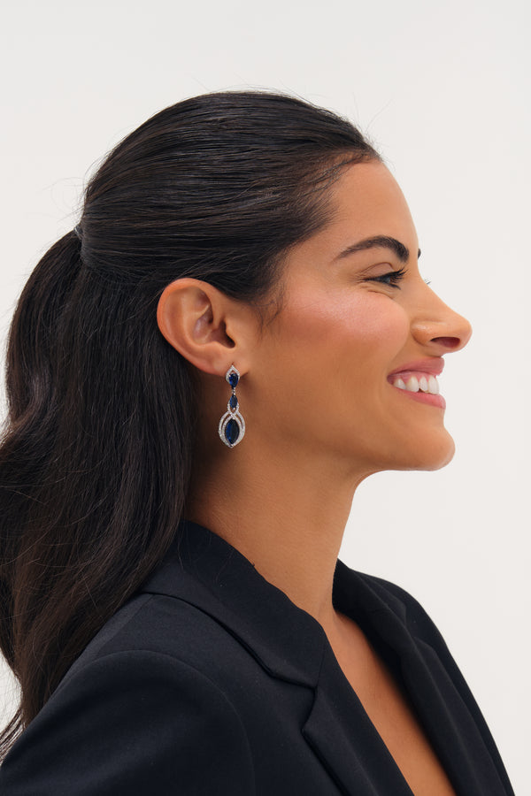 JON RICHARD RHODIUM AND SAPPHIRE NAVETTE DROP