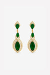 Jon Richard Gold Plated And Emerald Navette Drop Earrings