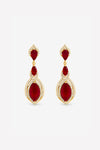 Jon Richard Gold Plated And Ruby Navette Drop Earrings