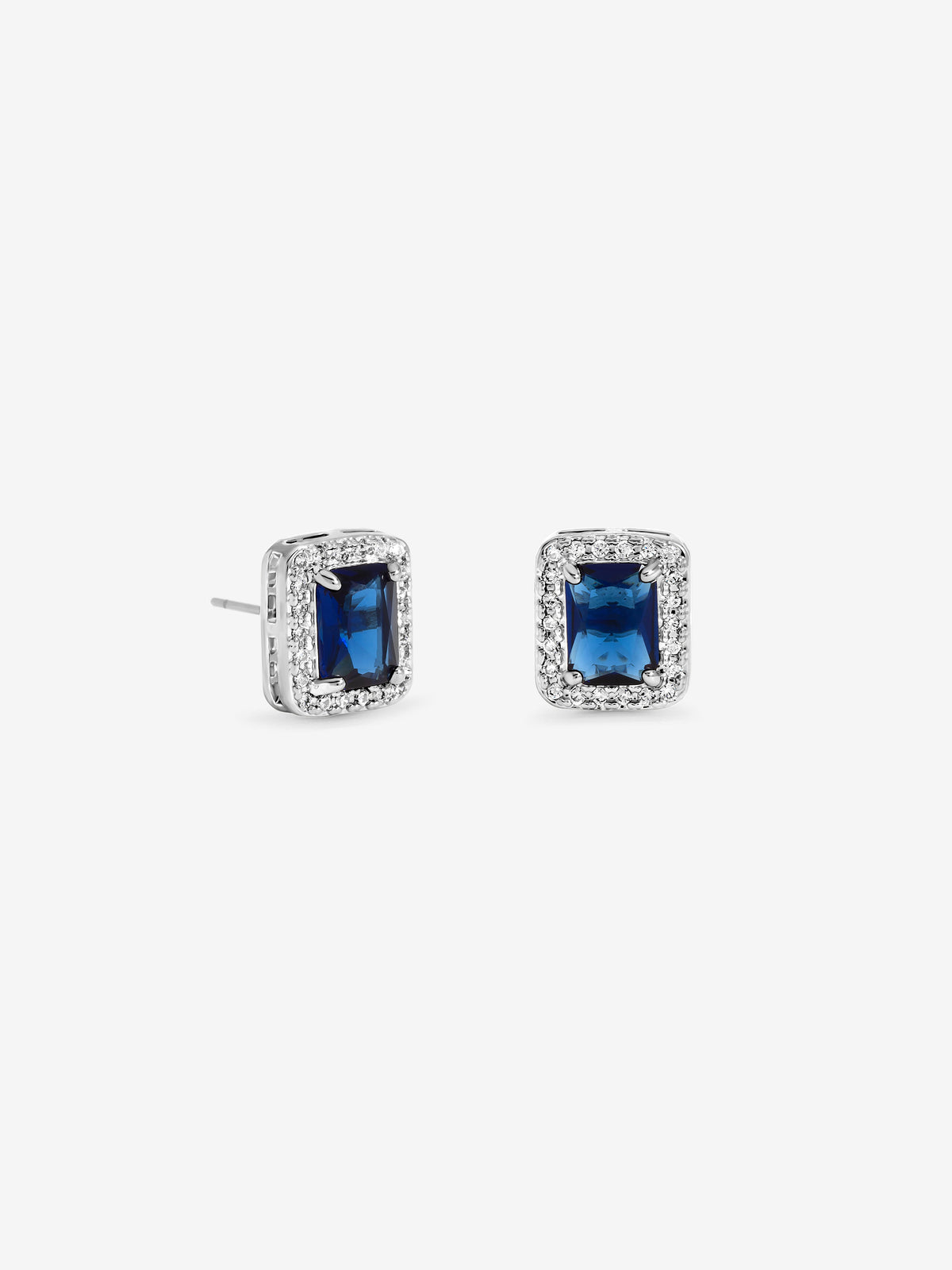 Jon Richard Rhodium Plated And Sapphire Perfume Bottle Earrings