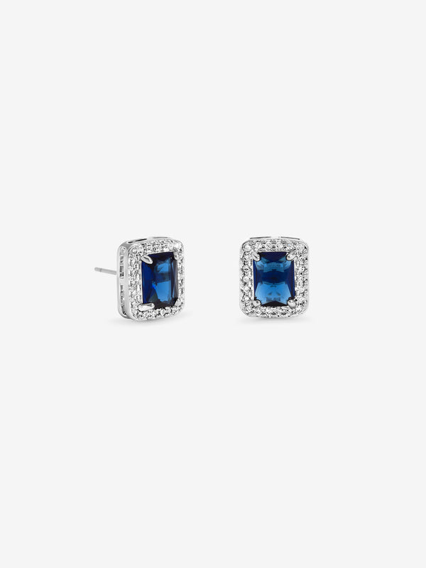 Jon Richard Rhodium Plated And Sapphire Perfume Bottle Earrings