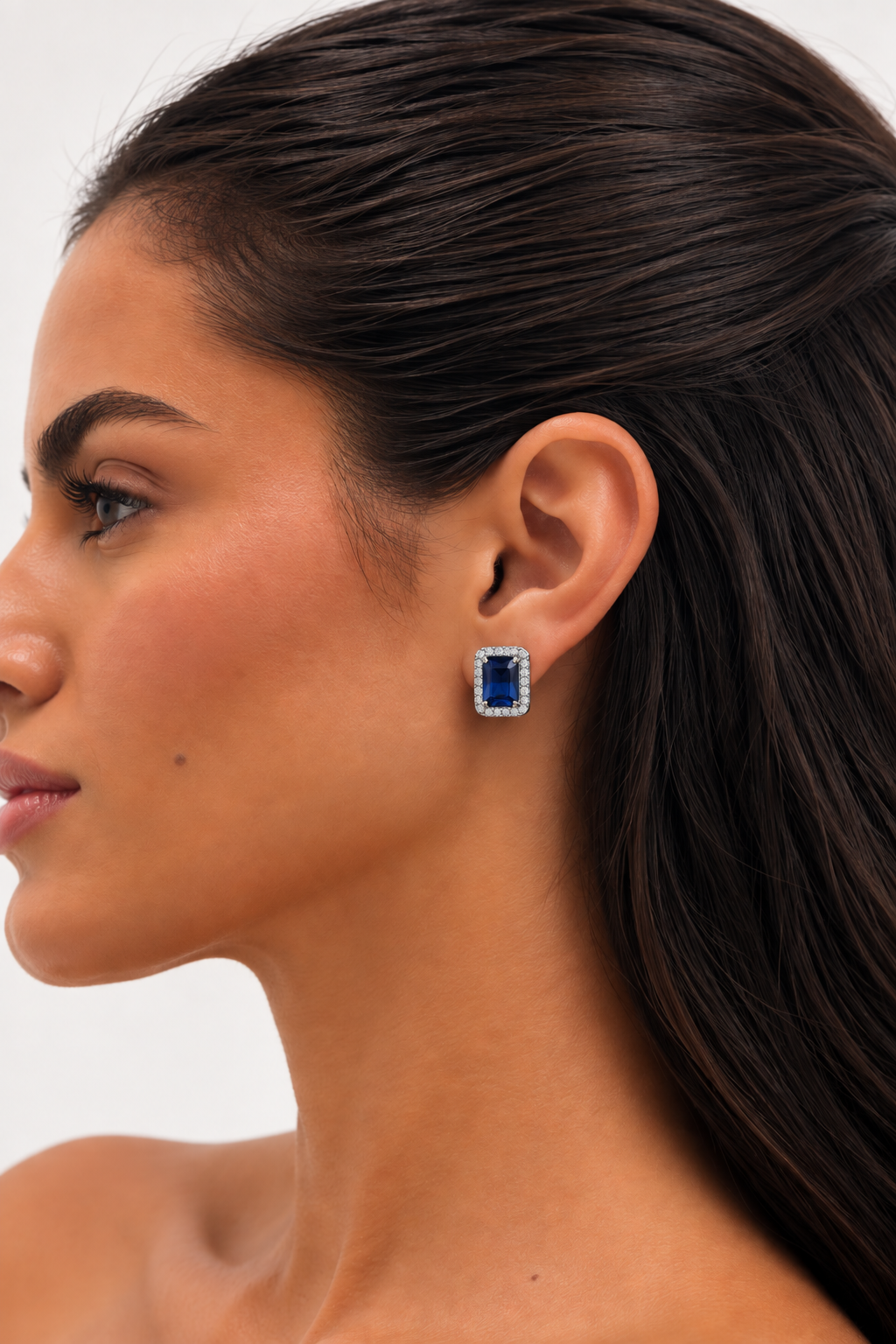 Jon Richard Rhodium Plated And Sapphire Perfume Bottle Earrings