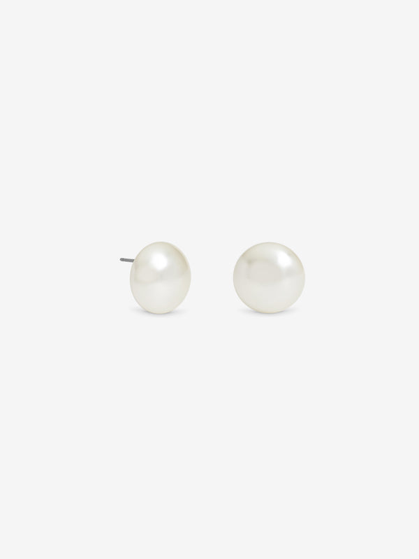 Jon Richard Cream 14mm Large Bouton Pearl Earrings