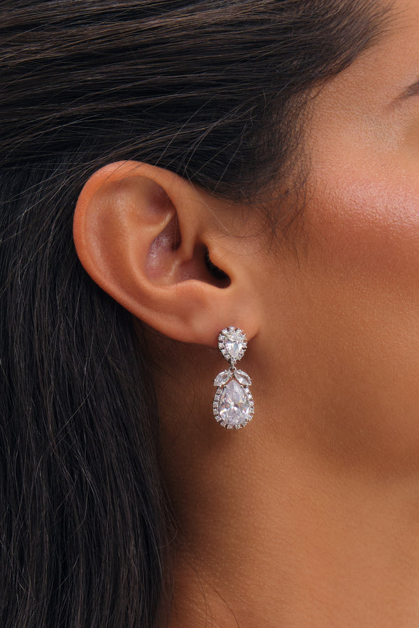 JON RICHARD RHODIUM PLATE VINTAGE PEAR DROP EARRING