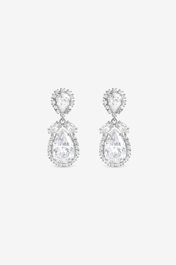 JON RICHARD RHODIUM PLATE VINTAGE PEAR DROP EARRING