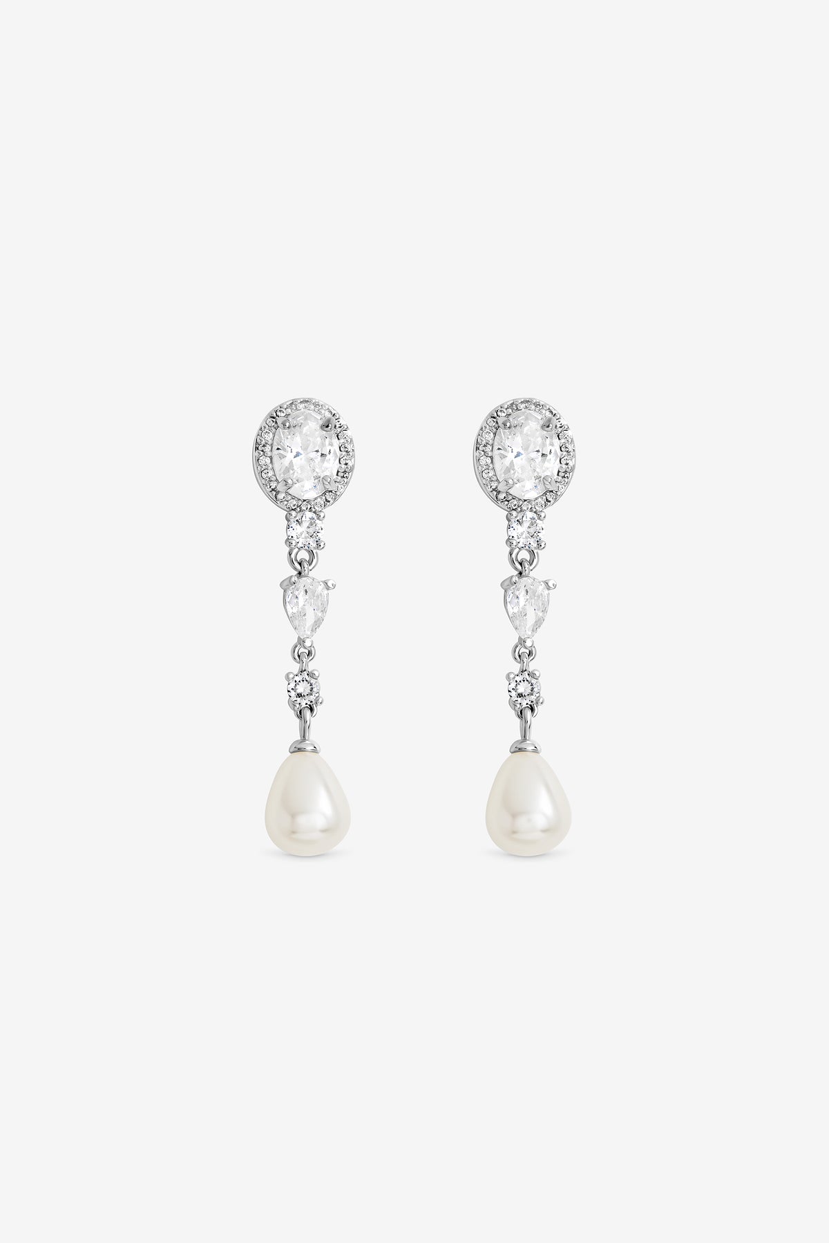 JON RICHARD RHODIUM PLATE AND PEARL MULTISTONE DROP EARRING
