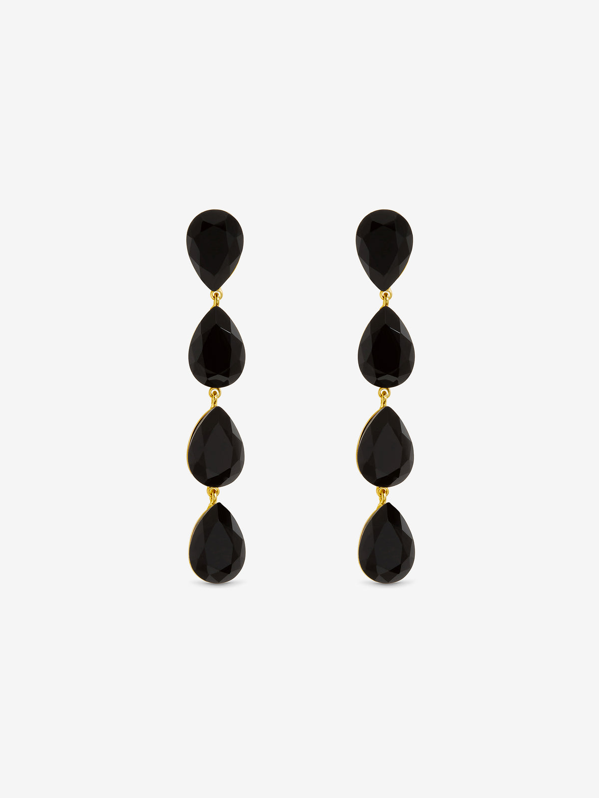 Jon Richard Gold Plated Jet Linear Pear Drop Earrings