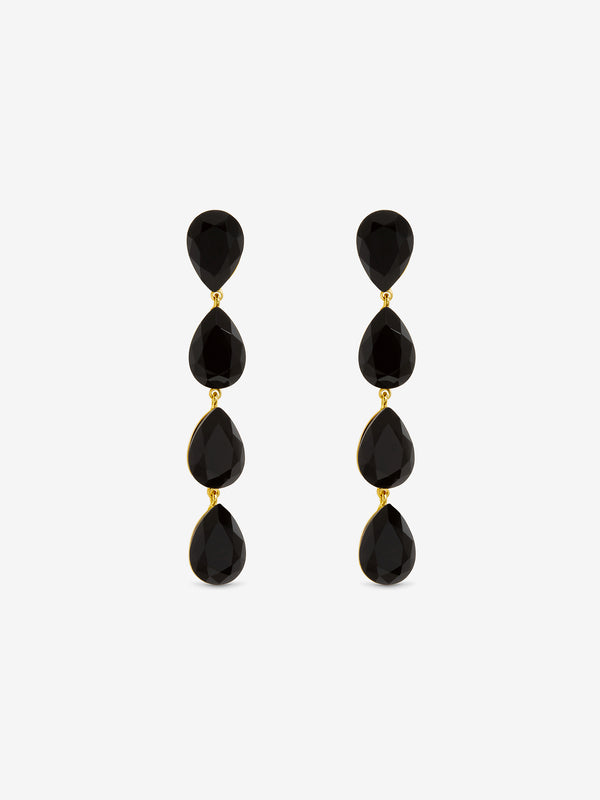 Jon Richard Gold Plated Jet Linear Pear Drop Earrings