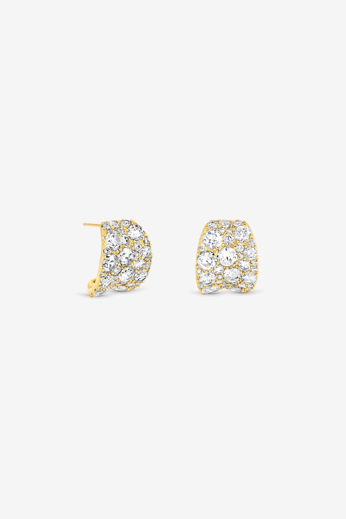 JON RICHARD GOLD PLATE AND PAVE CURVE EARRING