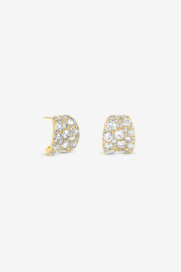 JON RICHARD GOLD PLATE AND PAVE CURVE EARRING