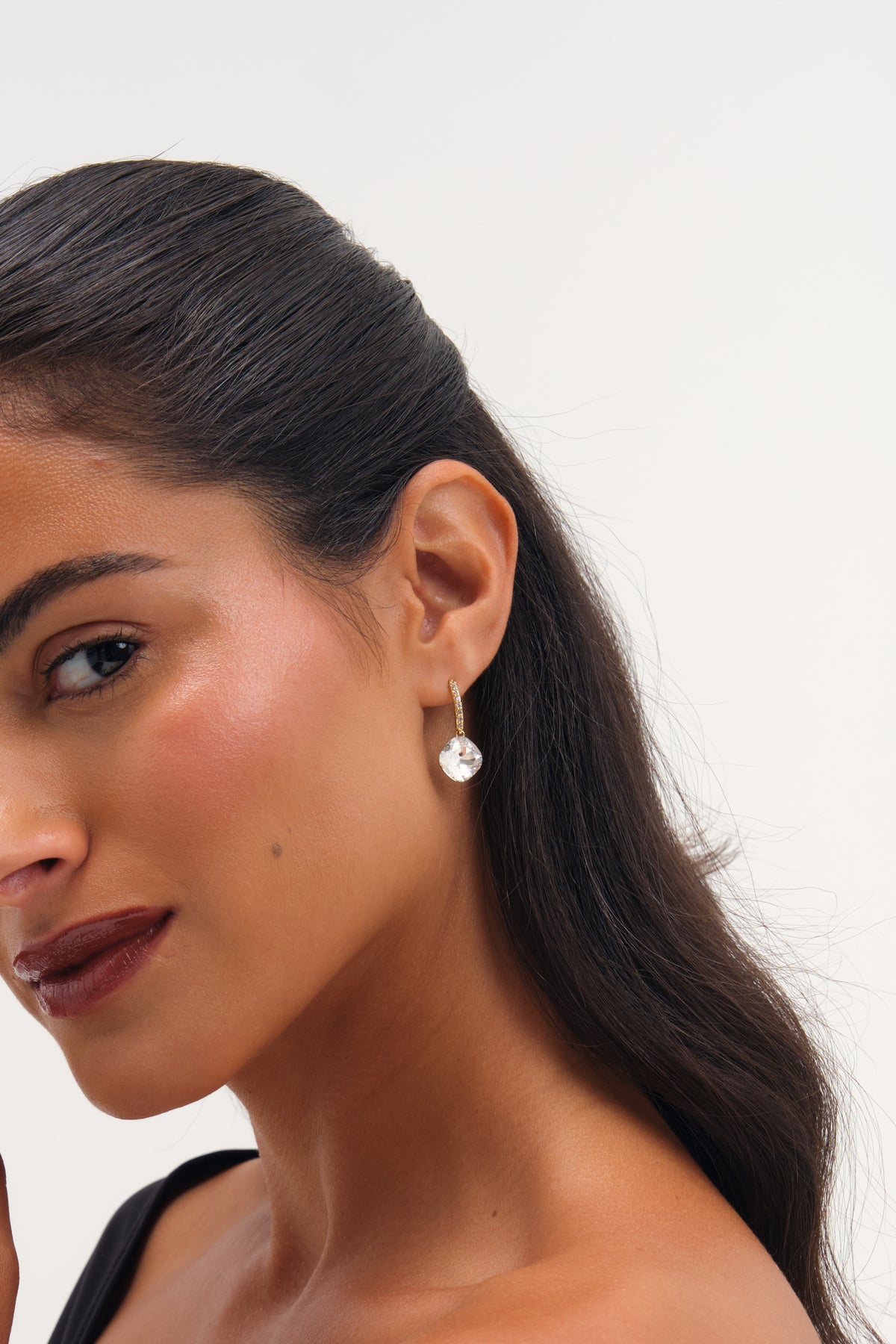 Jon Richard Gold Plated Pave And Crystal Drop Earrings