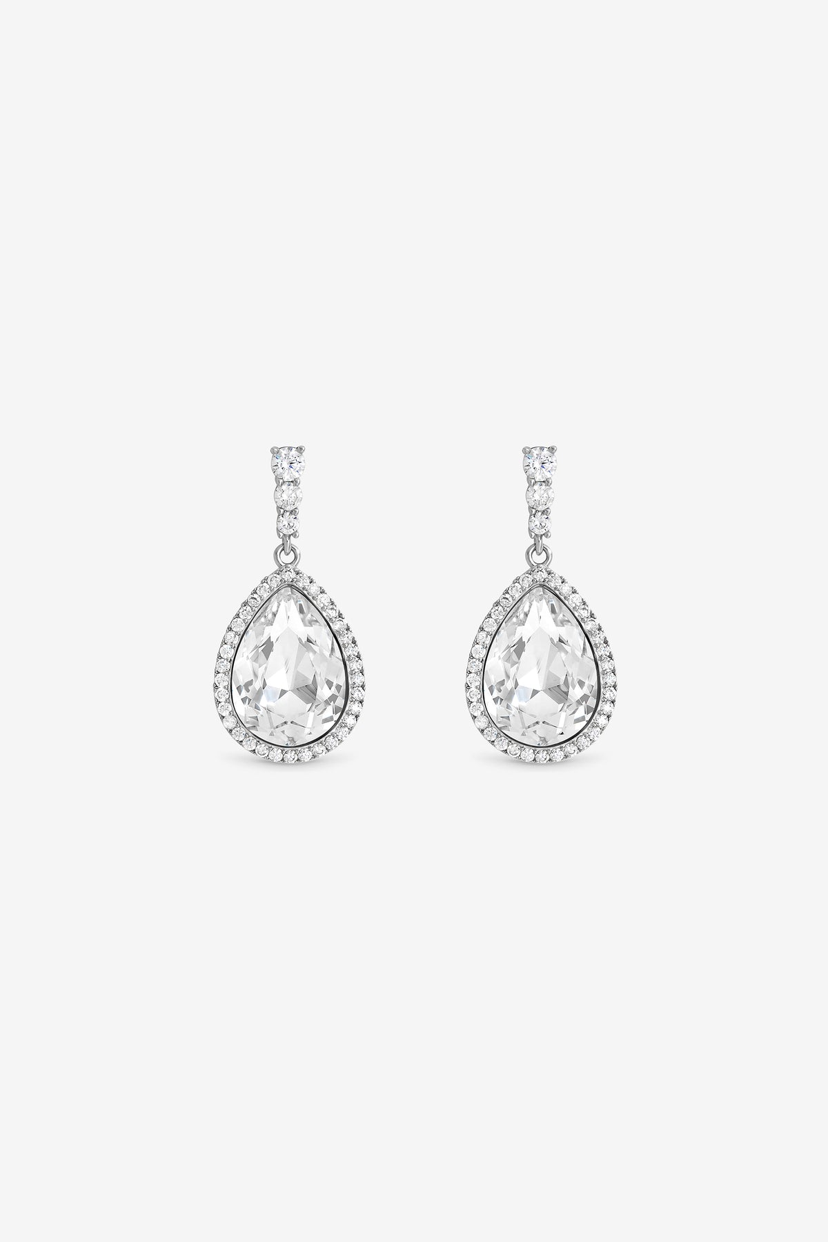 JON RICHARD RHODIUM PLATE AND CRYSTAL PEAR DROP EARRING