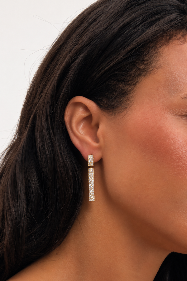 Jon Richard Gold Plated And Pave Stick Drop Earrings