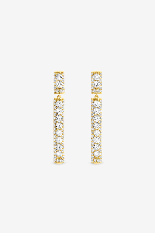 Jon Richard Gold Plated And Pave Stick Drop Earrings